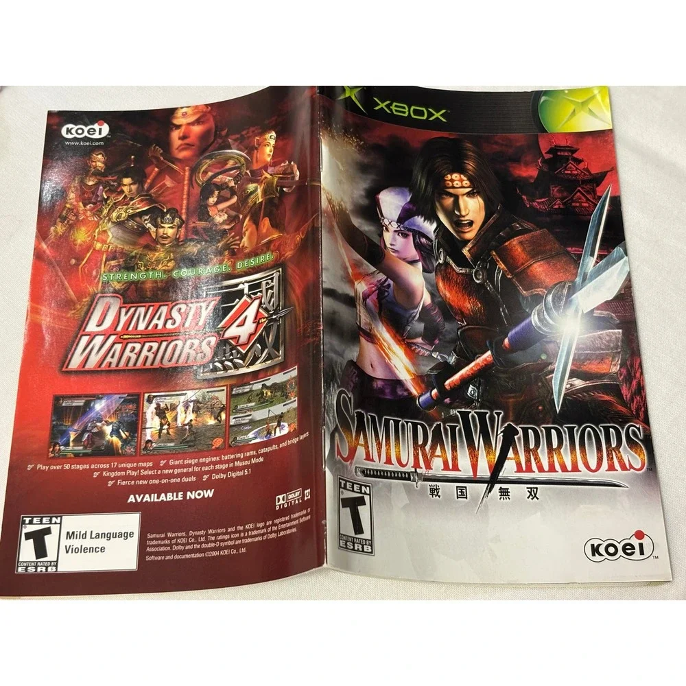 Samurai Warriors Xbox Video‎ Game Disc Case Manual Complete